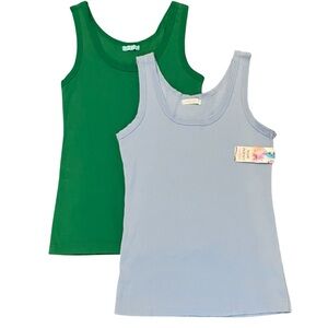 2-Bundle Total Made in Italy Ribbed Sleeveless 100% Cotton Tank Top Size: Medium